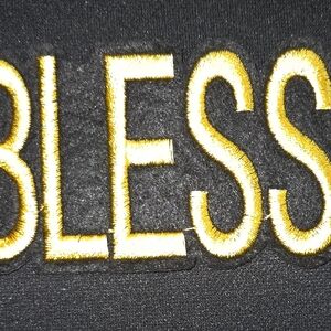 Gold Embroidered 'Blessed' Patch